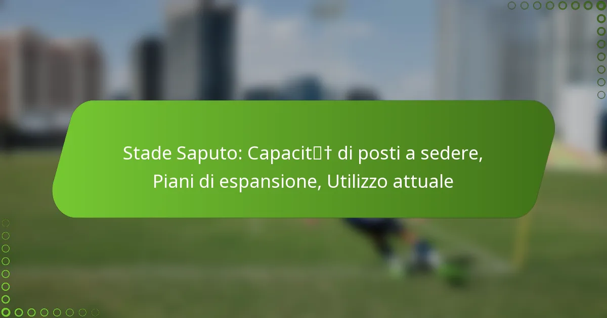 Stade Saputo: Capacità di posti a sedere, Piani di espansione, Utilizzo attuale