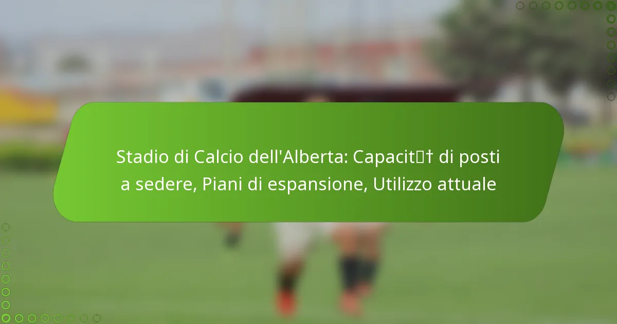 Stadio di Calcio dell’Alberta: Capacità di posti a sedere, Piani di espansione, Utilizzo attuale