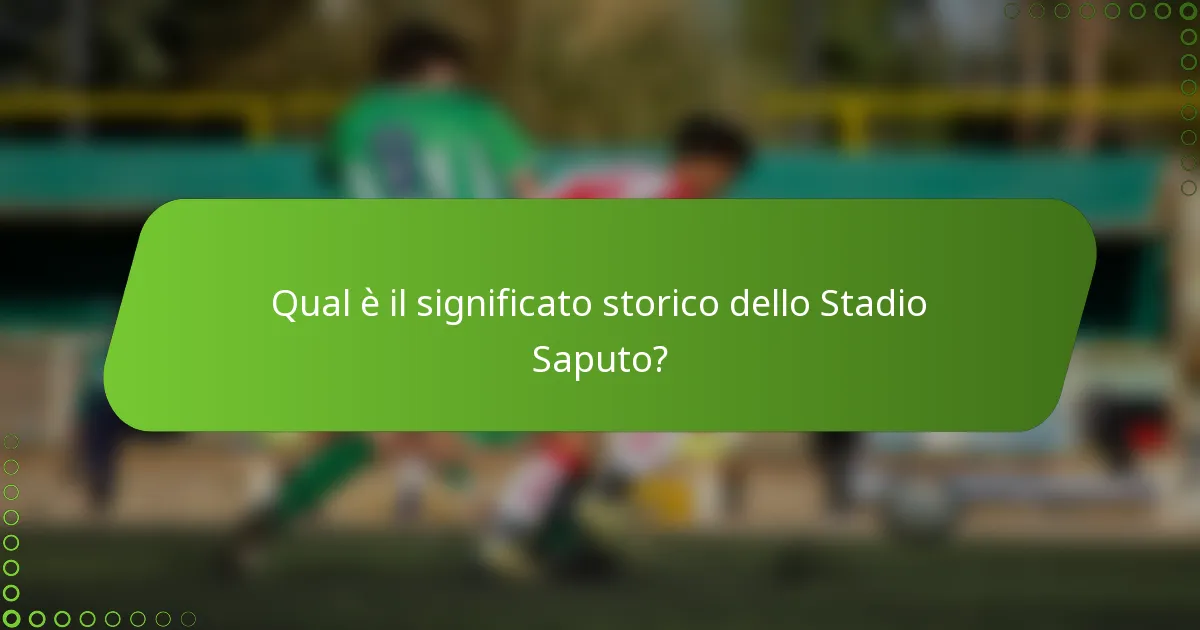 Qual è il significato storico dello Stadio Saputo?