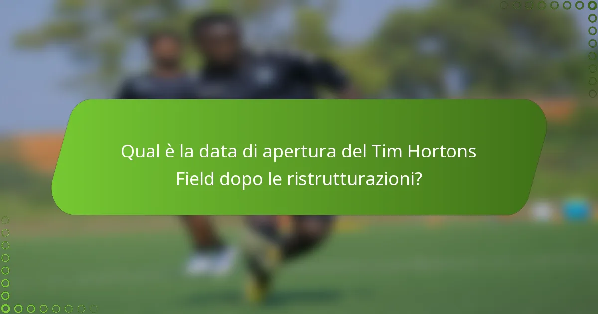 Qual è la data di apertura del Tim Hortons Field dopo le ristrutturazioni?