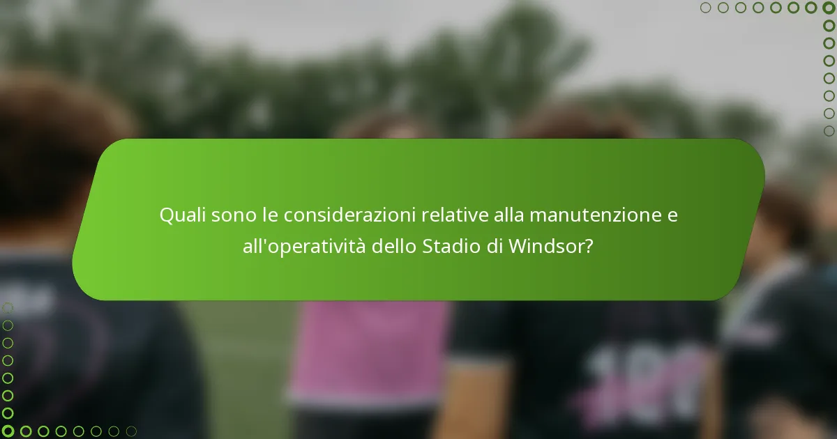 Quali sono le considerazioni relative alla manutenzione e all'operatività dello Stadio di Windsor?