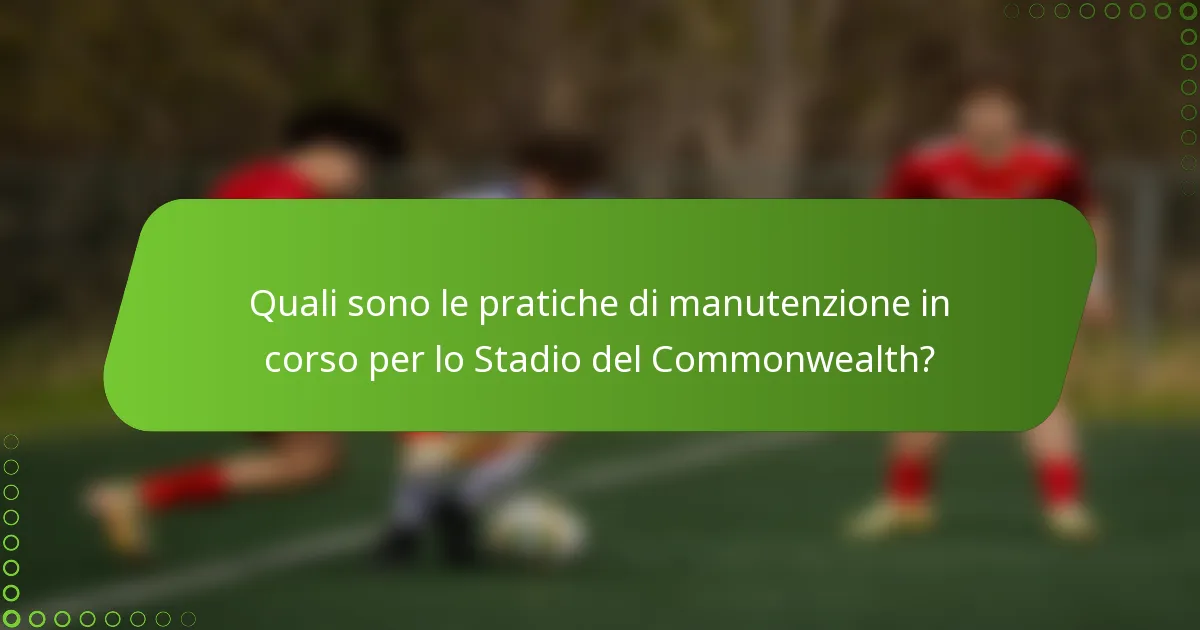 Quali sono le pratiche di manutenzione in corso per lo Stadio del Commonwealth?