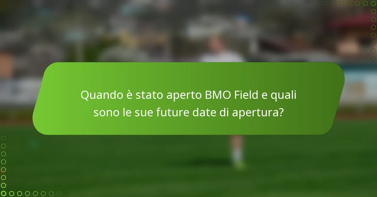 Quando è stato aperto BMO Field e quali sono le sue future date di apertura?